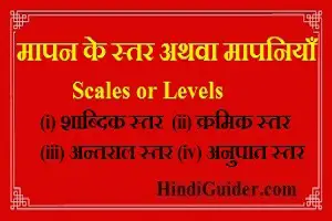 Read more about the article मनोवैज्ञानिक मापन के स्तर अथवा मापनियाँ | Scales or Levels in Hindi