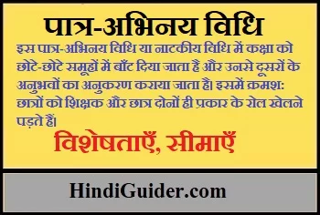 Read more about the article पात्र-अभिनय विधि या भूमि निर्वाह विधि, विशेषताएँ, सीमाएँ | Role Playing in Hindi